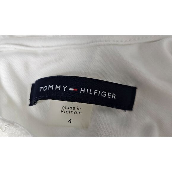 Tommy Hilfiger Womens White Lace A-Line Dress Size 4 Party Wedding Lace Overlay - Picture 9 of 10